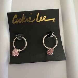 Rose Heart Removable Charm Hoop Earrings